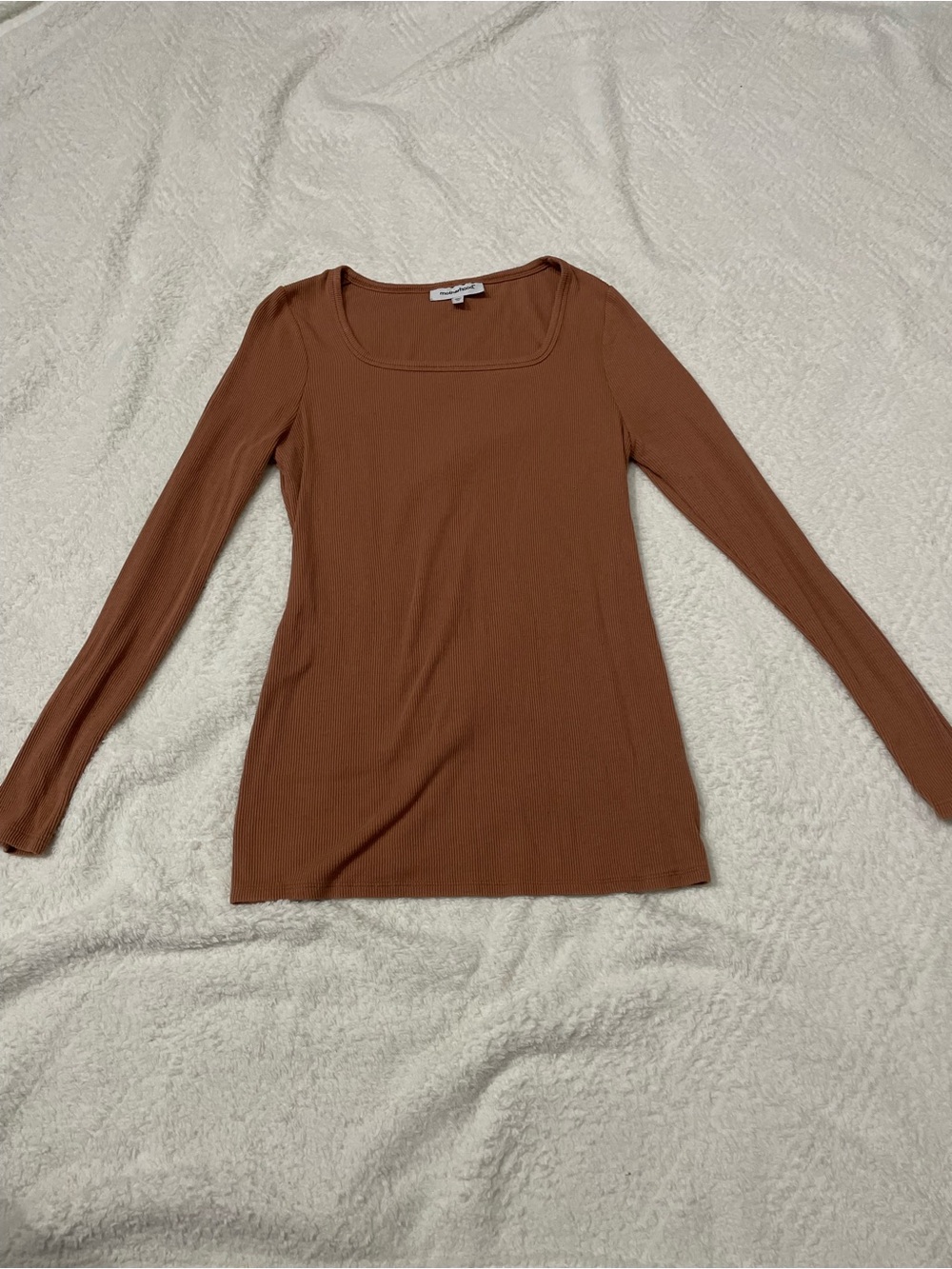 Motherhood Long Sleeve Ribbed Square Neck Top